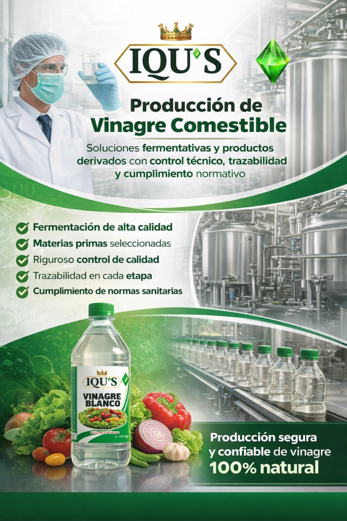 proceso de producción de vinagre comestible